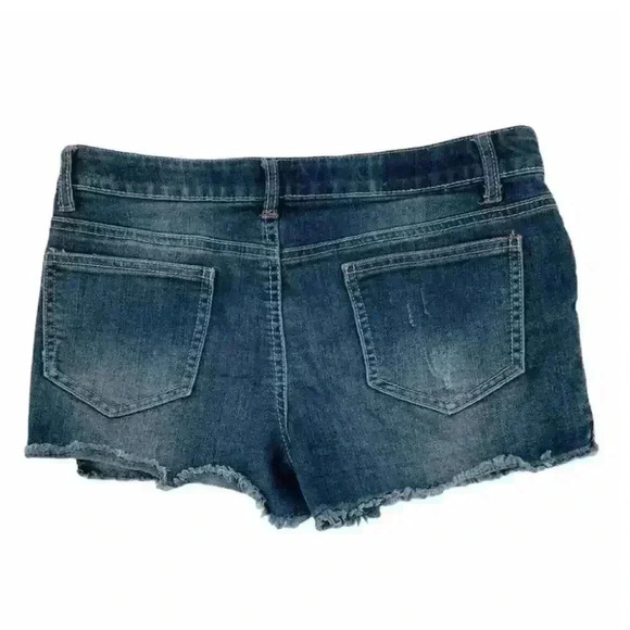 Mudd Girls Stretch Patch  Frayed Raw Hem Denim Distressed Jeans Shorts Size 16 - Picture 4 of 9